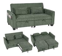 HOMCOM Sofa Bed, 4-in-1 Convertible Pull Out Sleeper Sofa in Dark Green | Size: 2 Seater HOMCOM Dark Green 2 Seater