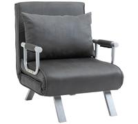 HOMCOM Sofa Bed Foldable Portable Armchair Sleeper Lounge with Pillow Dark Grey