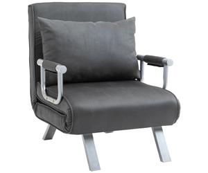 HOMCOM Sofa Bed Foldable Portable Armchair Sleeper Lounge with Pillow Dark Grey