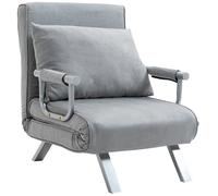 HOMCOM Foldable Portable Armchair Bed With Pillow Light Grey, Grey