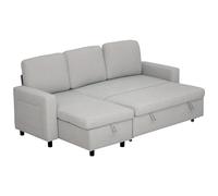 HOMCOM L-Shape Corner Pull-Out Sofa Bed with Reversible Chaise and Storage - Light Grey, Grey