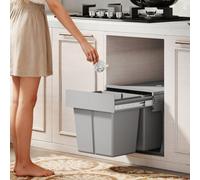 Homcom Soft Close Pull Out Bin, Under Sink Bin - 2 Compartments (15L Each)