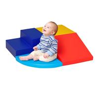 HOMCOM Soft Play 4-Pc Climb and Crawl Foam Toddler Stairs and Ramp | Colorful Children's Educational Software Activity Toys, for Baby Preschooler