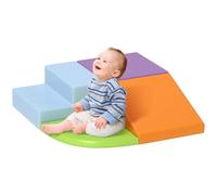 HOMCOM Soft Play 4-Pc Climb and Crawl Foam Toddler Stairs and Ramp Orange | Colorful Children's Educational Software Activity Toys, for Baby Preschooler