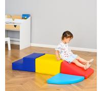 HOMCOM Soft Play 4-piece Climb and Crawl Foam Toddler Stairs and Ramp Colorful Children Multicolour