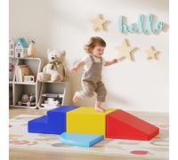 HOMCOM Soft Play 4-piece Climb & Crawl Foam Toddler Stairs & Ramp Colorful Children's Educational Software Activity Toys for Baby Preschooler in Red HOMCOM Red