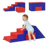 HOMCOM Soft Play Set, 2 Piece Kids Climb and Crawl Play Equipment, Toddler Soft Play Equipment for 1-3 Years, Blue