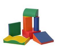 HOMCOM Soft Play Set, 7 Piece Soft Foam Blocks, Toddler Climb and Crawl Activity Play Set for 1-3 Years, Soft Play Equipment for Building and Stacking, Educational Play, Red