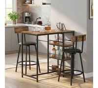 Homcom Space Saving Bar Table And Pu Leather Stools For 2, Rustic Brown Brown