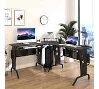 HOMCOM L-shape Computer Desk Black 1,450 x 865 mm