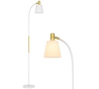 HOMCOM Spotlight Reading Standing Lamp with Adjustable Height, White, White