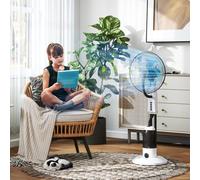 HOMCOM Pedestal Spray Misting Fan, Floor Fan with Water Mist Spray, 70° Oscillation, Tilt Head, 3 Speeds, 2.8L Water Tank, for Home, White