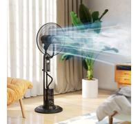 HOMCOM Spray Misting Fan, Pedestal Fan w/ Oscillation, Tilt, 3 Speeds in Black HOMCOM Black