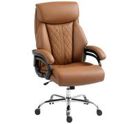 HOMCOM Spring Padded Faux Leather Office Chair - Light Brown