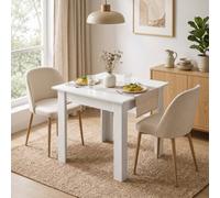 Homcom Square Dining Table, Kitchen Table With White Wood Effect