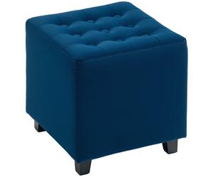 HOMCOM Square Footstool Small Ottoman with Wood Legs for Bedroom