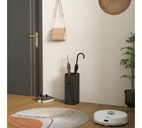 HOMCOM Square Umbrella Holder with Hooks and Water Tray for Entryway Black - Black
