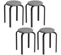 HOMCOM Stackable Stools Modern Cushioned Round Backless Stools Set of 4 Kitchen Dining Room Dark Grey