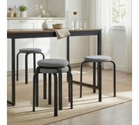 HOMCOM Stackable Stools Modern Cushioned Set of 4 Dark Grey