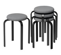 Homcom Stackable Stools Modern Cushioned Set Of 4 Dark Grey
