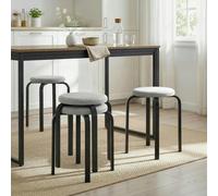 HOMCOM Stackable Stools Modern Cushioned Set of 4 Grey