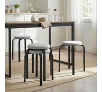 HOMCOM Stackable Stools Modern Cushioned Set of 4 Grey