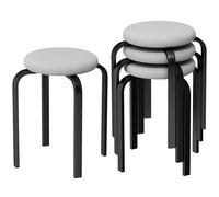 Homcom Stackable Stools Modern Cushioned Set Of 4 Grey Grey