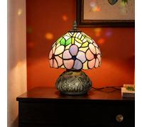 Homcom Stained Glass Bedside Lamp, Tiffany Style Table Lamp For Bedroom