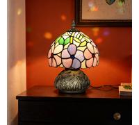 Homcom Stained Glass Bedside Lamp, Tiffany Style Table Lamp For Bedroom In Pink Pink