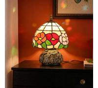 Homcom Stained Glass Bedside Lamp, Tiffany Style Table Lamp For Bedroom Multi