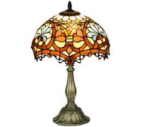 HOMCOM Stained Glass Table Lamp, Handcrafted Artisan Collectible, Suitable for Living Room and Bedside, Multi-Coloured, Ф25 x 45Hcm, Zinc Alloy.