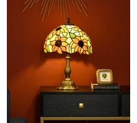 Homcom Stained Glass Table Lamp, Handmade Antique Bedside Lamp