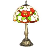 Homcom Stained Glass Table Lamp, Handmade Antique Bedside Lamp In Red Red