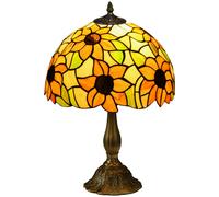 HOMCOM Stained Glass Table Lamp - Handmade Antique Bedside Lamp | TJ Hughes Orange