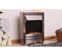 HOMCOM 2KW Electric Fireplace Pebble Burning Effect Heater Fire Flame Indoor Stove LED Lighting - Stainless Steel