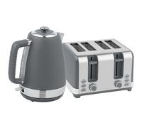HOMCOM Stainless Steel Kettle and Toaster Set, 1.7L 3000W Rapid Boil Jug Kettle with UK Strix Thermostat, Limescale Filter, 4 Slice Toaster with 7 Browning Controls, Crumb Tray, Grey and Silver Tone