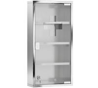 Homcom Stainless Steel Medicine Cabinet Furniture Glass Door Lockable In Silver Silver