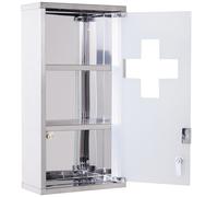 Homcom Stainless Steel wall mounted Medicine Cabinet with 2 Shelves + Security Glass Door Lockable 48 cm(H)