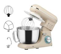 HOMCOM Stand Mixer 4.5L Food Mixer for Baking 6 Speeds 1300W Beater Beige