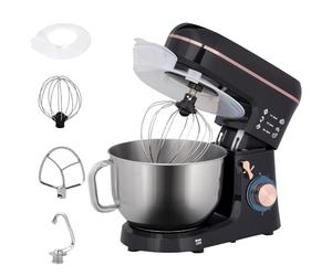 HOMCOM Stand Mixer, 5L Food Mixer for Baking, 6 Speeds and Pulse Setting, 1400W Cake Electric Kitchen Mixer with Dough Hook, Whisk, Stainless Steel Bowl, Splash Guard, Beater, Black