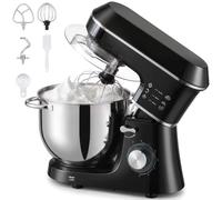 HOMCOM Stand Mixer 7 L Food Mixer for Baking 6 Speeds 1400W Beater, Black | Pulse Setting, Cake Electric Kitchen Mixer with Dough Hook, Whisk, Stainless Steel Bowl, Splash Guard