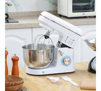 Stand Mixer with 6 Speeds, Pulse, 5L Stainless Steel Bowl, Food Mixer HOMCOM White One Size