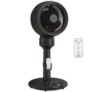 HOMCOM Standing Fan for Bedroom, 28" Pedestal Fan with Remote, Oscillating, 90° Vertical Tilt, 3 Speeds, Adjustable Height, 7H Timer, Foot Button, Black