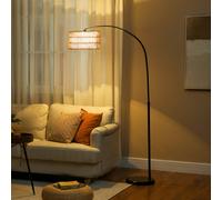 HOMCOM Standing Lamp for Living Room, Floor Lamp with Foot Switch, Black