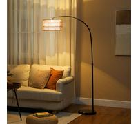 HOMCOM Floor Lamp for Living Room, Standing Lamp with Foot Switch, Black, Black