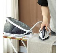 HOMCOM Steam Generator Iron, Energy-Saving, Self-Cleaning, Powerful Vertical Steam, Automatic Shut-Off, Ceramic Non-stick Soleplate, Large 1.5L Detachable Water Tank, 8 Bar, c, Blue