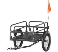 HOMCOM Steel Bike Trailer with Triple Safety Features, Wagon Bicycle Trailer with Suspension, 2 Wheels Outdoor Storage Carrier, 40kg Max Load, Black