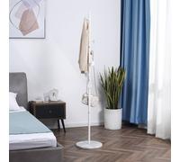 HOMCOM Steel 8 Hook Coat Stand - White, White