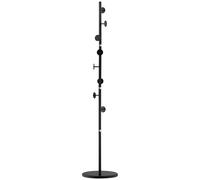 HOMCOM Steel Coat Stand Rack Marble Base 8 Hook for Living Room Entryway,Black