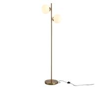 HOMCOM 2 Lights Tree Floor Lamp for Living Room with Globe Lampshade, Standing Lamp for Bedroom, Bulb not Included, Gold Tone
